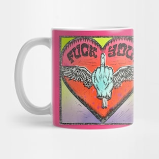 fuck you flying middle finger trashy graffiti art design Mug